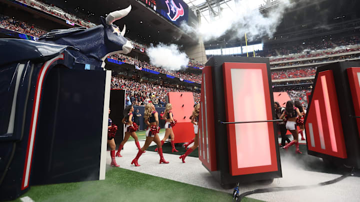 Dec 31, 2023; Houston, Texas, USA; Houston Texans cheerleaders are introduced before the Texans
