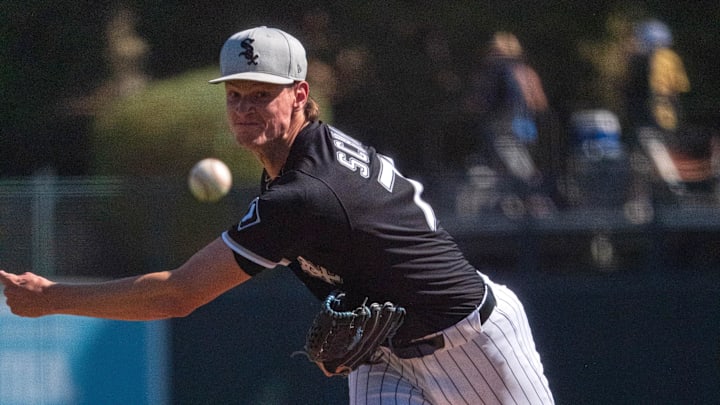 Chicago White Sox pitcher Noah Schultz (76) throws against the San Diego Padres at Camelback Ranch. 