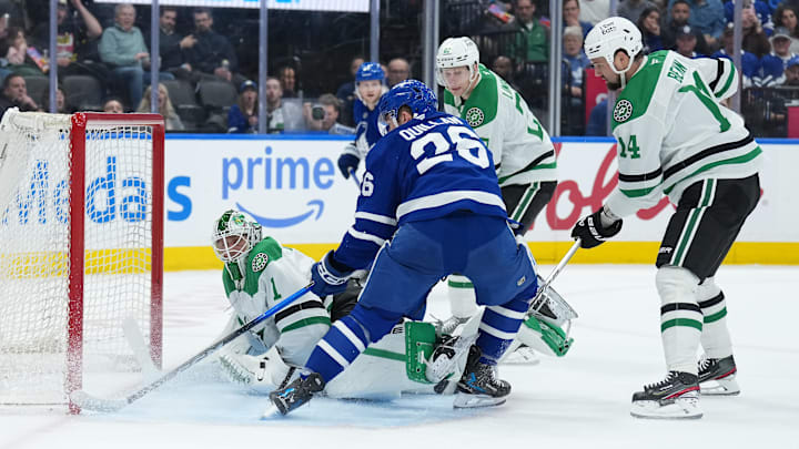 Apr 13, 2026; Toronto, Ontario, CAN; Toronto Maple Leafs center Jacob Quillan (26) scores a goal against the Dallas Stars during the first period at Scotiabank Arena. Mandatory Credit: Nick Turchiaro-Imagn Images Apr 13, 2026; Toronto, Ontario, CAN; Toronto Maple Leafs center Jacob Quillan (26) scores a goal against the Dallas Stars during the first period at Scotiabank Arena. Mandatory Credit: Nick Turchiaro-Imagn Images