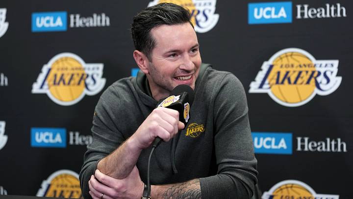 Feb 20, 2026; Los Angeles, California, USA; Los Angeles Lakers head coach JJ Redick at a press conference at the Crypto.com Arena. Mandatory Credit: Kirby Lee-Imagn Images Feb 20, 2026; Los Angeles, California, USA; Los Angeles Lakers head coach JJ Redick at a press conference at the Crypto.com Arena. Mandatory Credit: Kirby Lee-Imagn Images