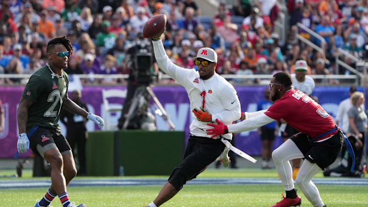 Ja'Marr Chase carries the ball at the Pro Bowl flag football games.