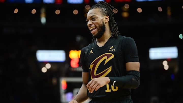 Apr 10, 2024; Cleveland, Ohio, USA; Cleveland Cavaliers guard Darius Garland (10) reacts after a basket during the second half against the Memphis Grizzlies at Rocket Mortgage FieldHouse. Mandatory Credit: Ken Blaze-Imagn Images Apr 10, 2024; Cleveland, Ohio, USA; Cleveland Cavaliers guard Darius Garland (10) reacts after a basket during the second half against the Memphis Grizzlies at Rocket Mortgage FieldHouse. Mandatory Credit: Ken Blaze-Imagn Images