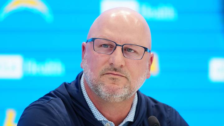Apr 16, 2026; El Segundo, CA, USA; Los Angeles Chargers general manager Joe Hortiz speaks at press conference at The Bolt. Mandatory Credit: Kirby Lee-Imagn Images