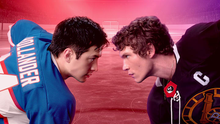 Heated Rivalry (L to R) - Hudson Williams as Shane Hollander and Connor Storrie as Ilya Rozanov Heated Rivalry (L to R) - Hudson Williams as Shane Hollander and Connor Storrie as Ilya Rozanov