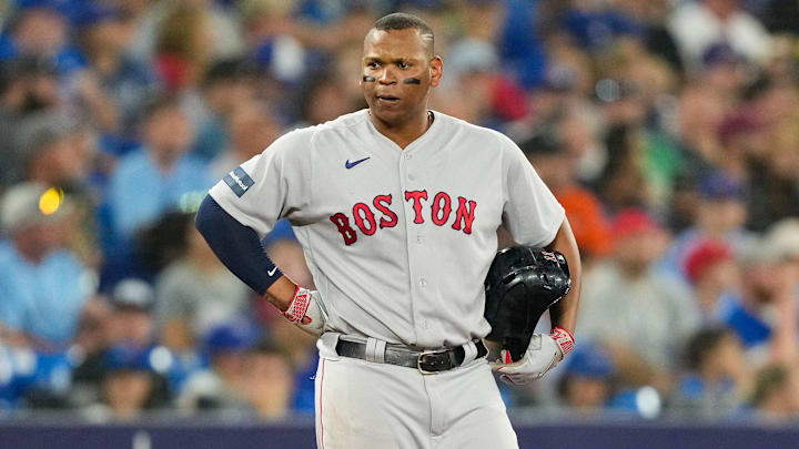 Jul 2, 2023; Toronto, Ontario, CAN; Boston Red Sox third baseman Rafael Devers (11) stands at third