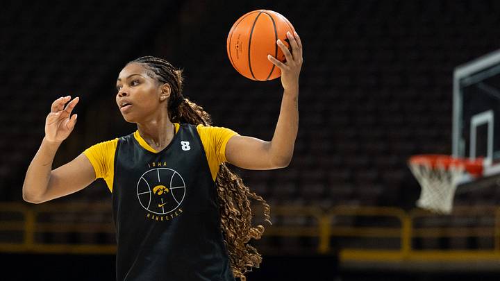 Iowa guard Journey Houston catches a pass during an Iowa women’s basketball practice July 7, 2026 at Carver-Hawkeye Arena in Iowa City, Iowa. Iowa guard Journey Houston catches a pass during an Iowa women’s basketball practice July 7, 2026 at Carver-Hawkeye Arena in Iowa City, Iowa.