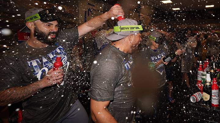 Oct 7, 2026; Cumberland, Georgia, USA; The Los Angeles Dodgers celebrate in the locker room after defeating the Atlanta Braves in game four of the NLDS for the 2026 MLB Playoffs at Truist Park. Mandatory Credit: Dale Zanine-Imagn Images Oct 7, 2026; Cumberland, Georgia, USA; The Los Angeles Dodgers celebrate in the locker room after defeating the Atlanta Braves in game four of the NLDS for the 2026 MLB Playoffs at Truist Park. Mandatory Credit: Dale Zanine-Imagn Images