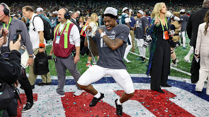 Feb 9, 2025: C.J. Gardner-Johnson celebrates after winning Super Bowl LIX
