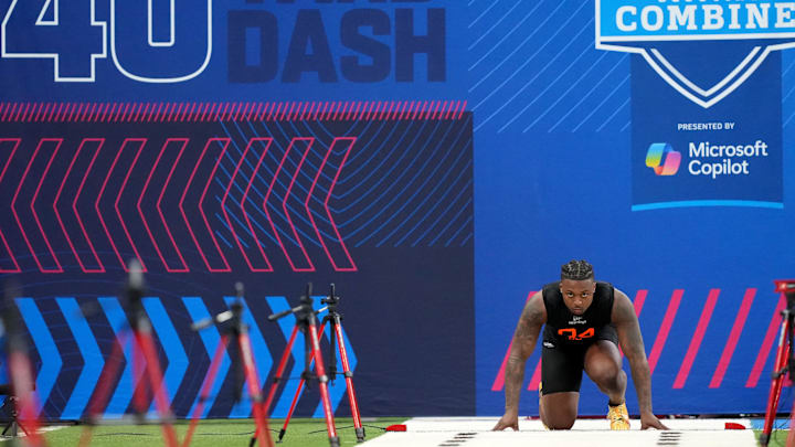 Mar 1, 2025; Indianapolis, IN, USA; Texas Tech running back Tahj Brooks (RB04) during the 2025 NFL Combine at Lucas Oil Stadium. Mandatory Credit: Kirby Lee-Imagn Images Mar 1, 2025; Indianapolis, IN, USA; Texas Tech running back Tahj Brooks (RB04) during the 2025 NFL Combine at Lucas Oil Stadium. Mandatory Credit: Kirby Lee-Imagn Images