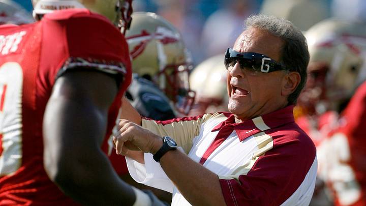 Sep 29, 2007; Jacksonville, FL, USA; Florida State Seminoles executive head coach and linebackers coach Chuck Amato before a game against the Alabama Crimson Tide at Jacksonville Municipal Stadium in Jacksonville, Florida. Mandatory Credit: Jason Parkhurst-USA TODAY Sports Copyright © 2007 Jason Parkhurst