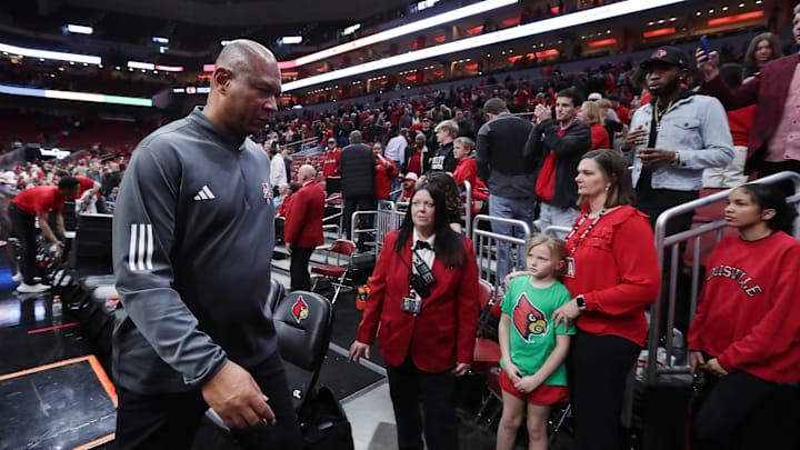 Louisville basketball head coach Kenny Payne walked off the court after their 67-61 loss to Boston College.
