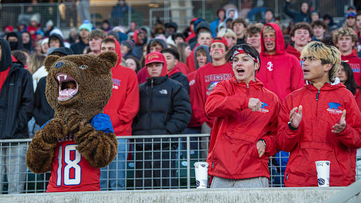 Cherry Creek fans cheer for their team during the Colorado 5A football state championship against Columbine on Saturday, December 2, 2023 at Canvas Stadium in Fort Collins, Colo. 