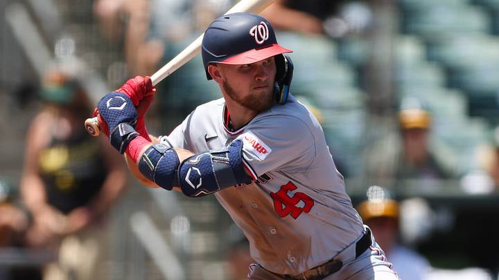 Jul 19, 2026; West Sacramento, California, USA; Washington Nationals third baseman Curtis Mead (45) bats during the third inning against the Athletics at Sutter Health Park. Mandatory Credit: Scott Marshall-Imagn Images Jul 19, 2026; West Sacramento, California, USA; Washington Nationals third baseman Curtis Mead (45) bats during the third inning against the Athletics at Sutter Health Park. Mandatory Credit: Scott Marshall-Imagn Images