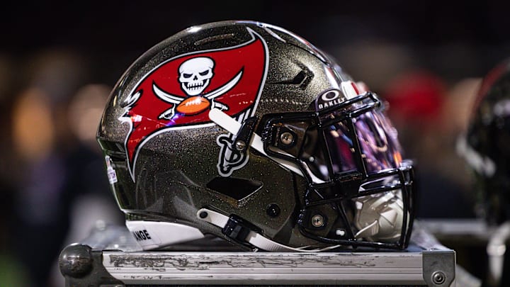 A Buccaneers helmet during Tampa Bay's 51–27 win over the Saints on Oct. 13, 2024. A Buccaneers helmet during Tampa Bay's 51–27 win over the Saints on Oct. 13, 2024.