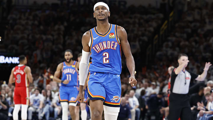 Apr 24, 2024; Oklahoma City, Oklahoma, USA; Oklahoma City Thunder guard Shai Gilgeous-Alexander (2)