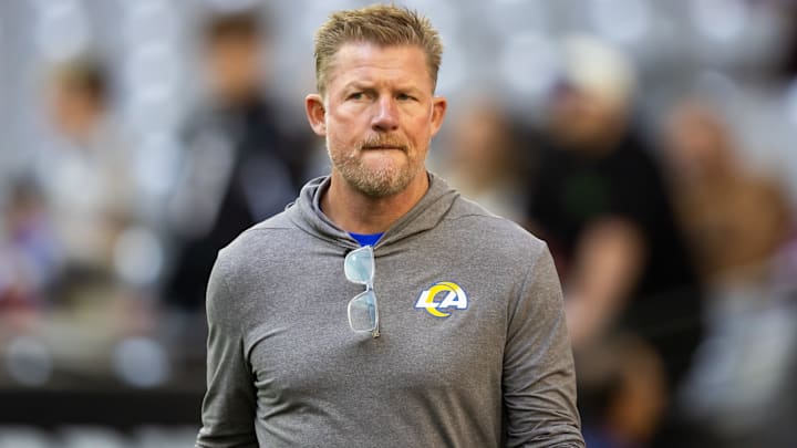 Nov 26, 2023; Glendale, Arizona, USA; Los Angeles Rams general manager Les Snead against the Arizona Cardinals at State Farm Stadium. Mandatory Credit: Mark J. Rebilas-USA TODAY Sports