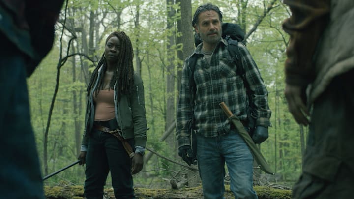 Danai Gurira as Michonne, Andrew Lincoln as Rick Grimes - The Walking Dead: The Ones Who Live season 1, episode 5 