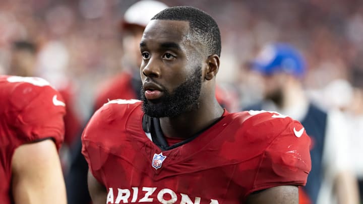 Arizona Cardinals running back Trey Benson (33) against the Kansas City Chiefs during a preseason NFL game at State Farm Stadium. Arizona Cardinals running back Trey Benson (33) against the Kansas City Chiefs during a preseason NFL game at State Farm Stadium.