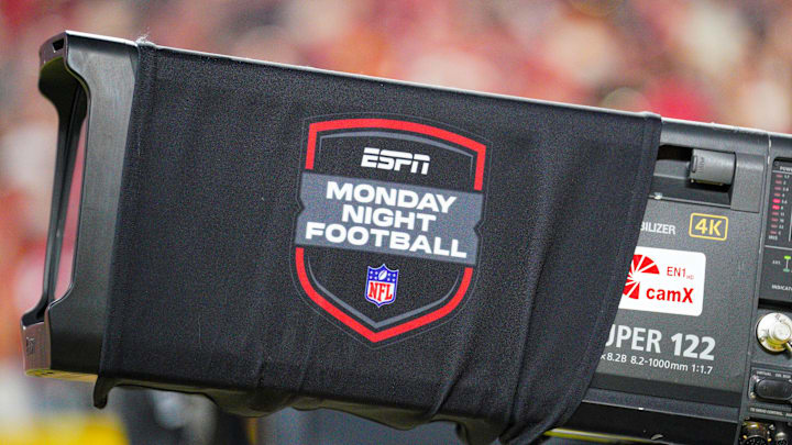 A view of the ESPN Monday night Football logo during a game between the Kansas City Chiefs and New Orleans Saints A view of the ESPN Monday night Football logo during a game between the Kansas City Chiefs and New Orleans Saints
