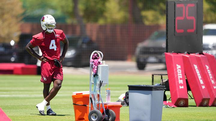 Jun 9, 2026; Tempe, AZ, USA; Arizona Cardinals running back Jeremiyah Love during minicamp at Arizona Cardinals Training Center. Mandatory Credit: Joe Camporeale-Imagn Images