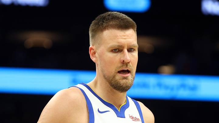 Apr 17, 2026; Phoenix, Arizona, USA; Golden State Warriors center Kristaps Porzingis (7) against the Phoenix Suns during the play-in rounds of the 2026 NBA Playoffs at Mortgage Matchup Center. Mandatory Credit: Mark J. Rebilas-Imagn Images Apr 17, 2026; Phoenix, Arizona, USA; Golden State Warriors center Kristaps Porzingis (7) against the Phoenix Suns during the play-in rounds of the 2026 NBA Playoffs at Mortgage Matchup Center. Mandatory Credit: Mark J. Rebilas-Imagn Images
