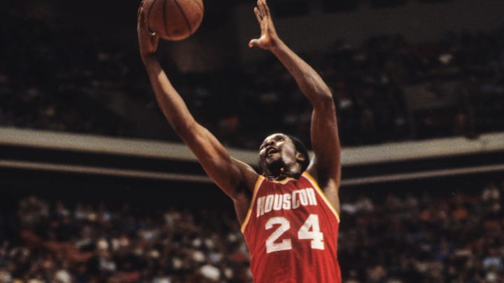 Unknown date and unknown location; USA; FILE PHOTO; Houston Rockets center Moses Malone (24) against the Atlanta Hawks. Mandatory Credit: Malcolm Emmons-USA TODAY Network.