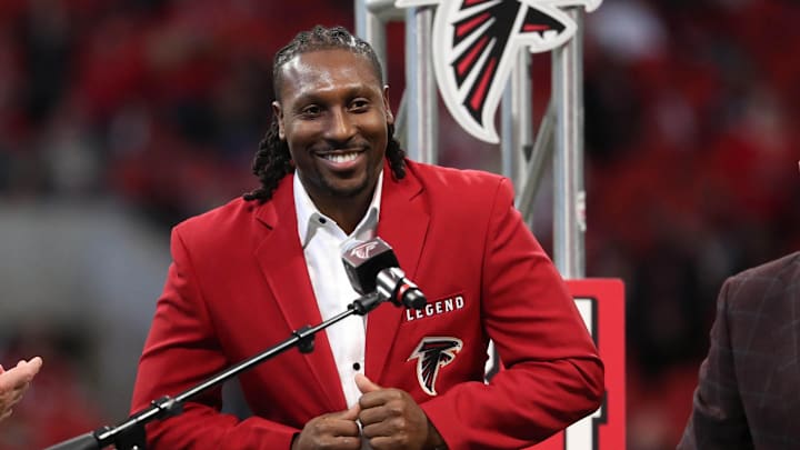 Former Atlanta Falcons wide receiver Roddy White is in the team's Ring of Honor. Former Atlanta Falcons wide receiver Roddy White is in the team's Ring of Honor.