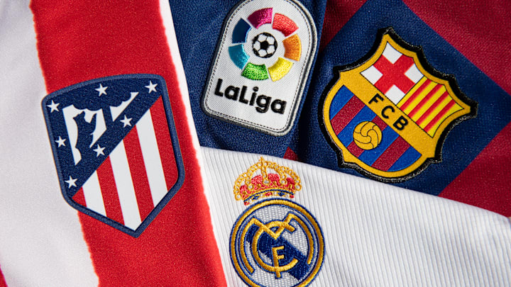 The La Liga Logo with the Atlético Madrid, Real Madrid and FC Barcelona Club Badges
