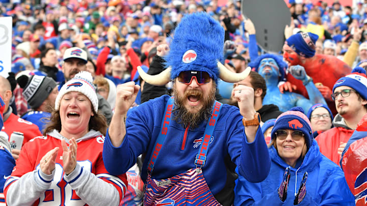 Buffalo Bills fans celebrate a touchdown against the New York Jets in the second quarter at Highmark Stadium. Buffalo Bills fans celebrate a touchdown against the New York Jets in the second quarter at Highmark Stadium.