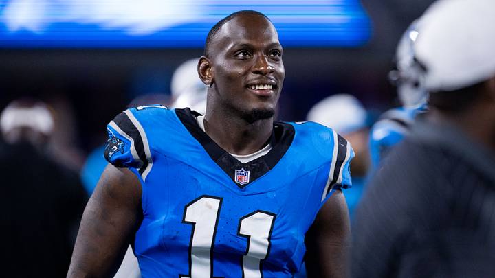 Aug 8, 2025; Charlotte, North Carolina, USA; Carolina Panthers linebacker Nic Scourton (11) walks the sideline during the third quarter against the Cleveland Browns at Bank of America Stadium. Mandatory Credit: Scott Kinser-The USAToday Network via Imagn Images Aug 8, 2025; Charlotte, North Carolina, USA; Carolina Panthers linebacker Nic Scourton (11) walks the sideline during the third quarter against the Cleveland Browns at Bank of America Stadium. Mandatory Credit: Scott Kinser-The USAToday Network via Imagn Images