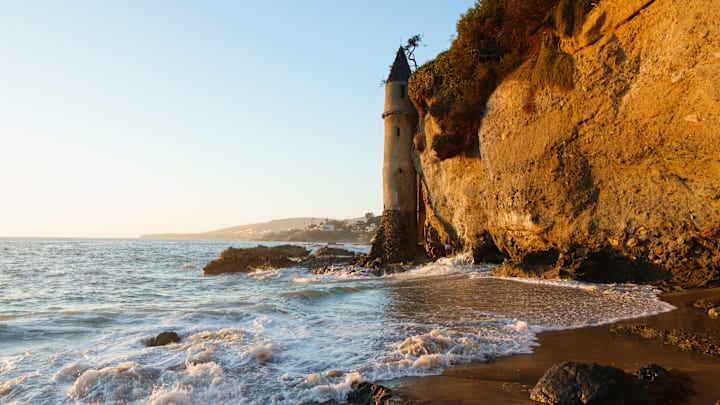 Victoria Beach’s Pirate Tower, a hidden landmark on the Laguna Beach shoreline. 