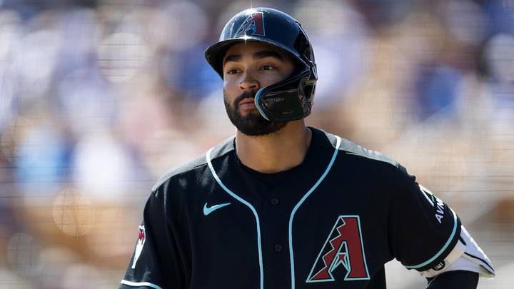 Mar 10, 2026; Phoenix, Arizona, USA; Arizona Diamondbacks outfielder Jordan Lawlar against the Los Angeles Dodgers during a spring training game at Camelback Ranch-Glendale. Mandatory Credit: Mark J. Rebilas-Imagn Images Mar 10, 2026; Phoenix, Arizona, USA; Arizona Diamondbacks outfielder Jordan Lawlar against the Los Angeles Dodgers during a spring training game at Camelback Ranch-Glendale. Mandatory Credit: Mark J. Rebilas-Imagn Images