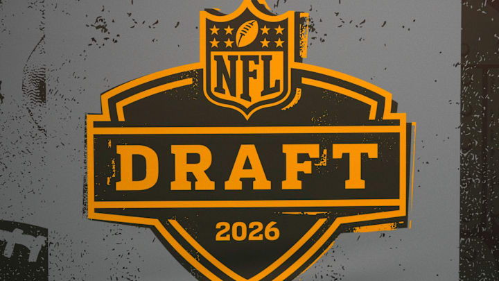 Feb 6, 2026; San Francisco, CA, USA; The 2026 NFL Draft logo at the Super Bowl LX Experience at the Moscone Center. Mandatory Credit: Kirby Lee-Imagn Images Feb 6, 2026; San Francisco, CA, USA; The 2026 NFL Draft logo at the Super Bowl LX Experience at the Moscone Center. Mandatory Credit: Kirby Lee-Imagn Images