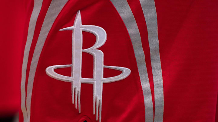 Apr 2, 2015; Dallas, TX, USA; A view of the Houston Rockets logo during the game between the Dallas Mavericks and the Houston Rockets at the American Airlines Center. The Rockets defeated the Mavericks 108-101. Mandatory Credit: Jerome Miron-Imagn Images Apr 2, 2015; Dallas, TX, USA; A view of the Houston Rockets logo during the game between the Dallas Mavericks and the Houston Rockets at the American Airlines Center. The Rockets defeated the Mavericks 108-101. Mandatory Credit: Jerome Miron-Imagn Images