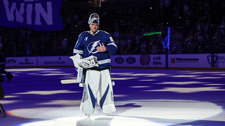 Andrei Vasilevskiy honoured after making NHL history with his 300th career win against the Winnipeg Jets