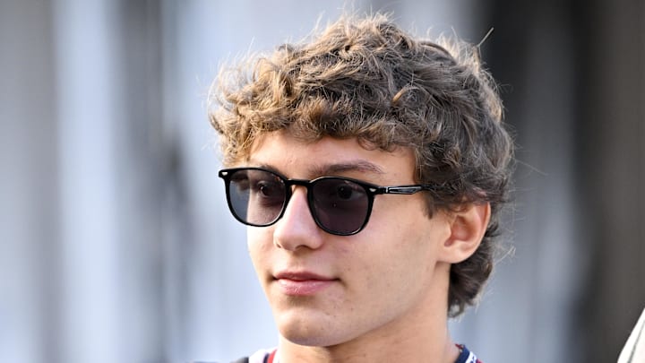 Oct 20, 2024; Austin, Texas, USA; Italian driver Andrea Kimi Antonelli walks through the track entrance before the 2024 Formula One US Grand Prix at Circuit of the Americas. Mandatory Credit: Jerome Miron-Imagn Images