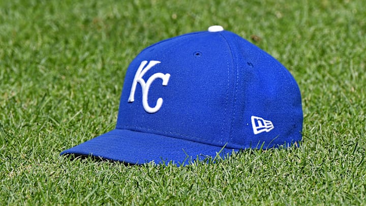 Jul 7, 2018; Kansas City, MO, USA; A genera view of a Kansas City Royals cap on the field, prior to a game against the Boston Red Sox at Kauffman Stadium. Mandatory Credit: Peter G. Aiken/Imagn Images Jul 7, 2018; Kansas City, MO, USA; A genera view of a Kansas City Royals cap on the field, prior to a game against the Boston Red Sox at Kauffman Stadium. Mandatory Credit: Peter G. Aiken/Imagn Images