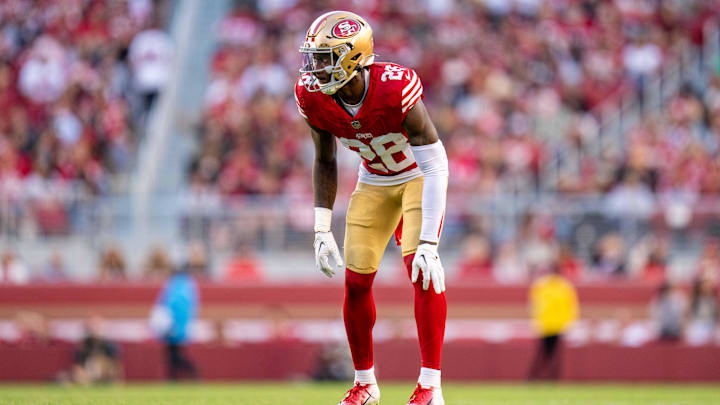 August 18, 2024; Santa Clara, California, USA; San Francisco 49ers cornerback Darrell Luter Jr. (28) during the third quarter against the New Orleans Saints at Levi's Stadium.