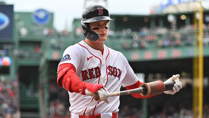 iMay 3, 2026; Boston, Massachusetts, USA; Boston Red Sox designated hitter Roman Anthony (19) warms-up before batting against the Houston Astros during the first inning at Fenway Park. Mandatory Credit: Eric Canha-Imagn Images