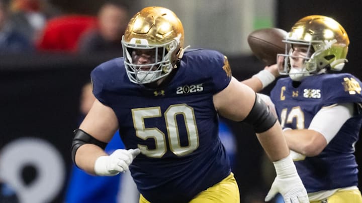 Notre Dame's Rocco Spindler during the College Football Playoff national championship game against Ohio State on Jan. 20, 2025.