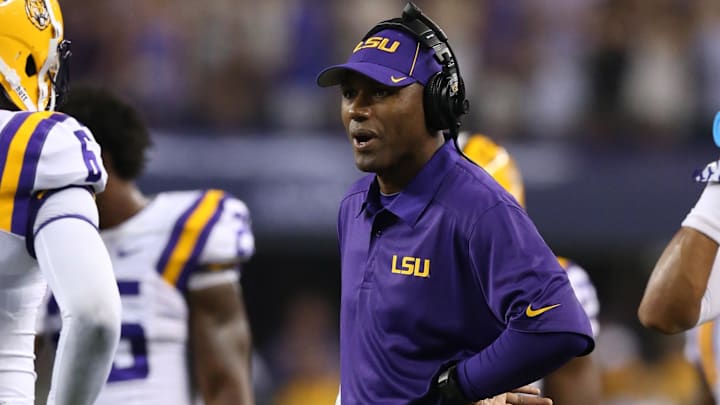 Aug 31, 2013; Arlington, TX, USA; LSU Tigers defensive backs coach Corey Raymond. Mandatory Credit: Matthew Emmons-Imagn Images