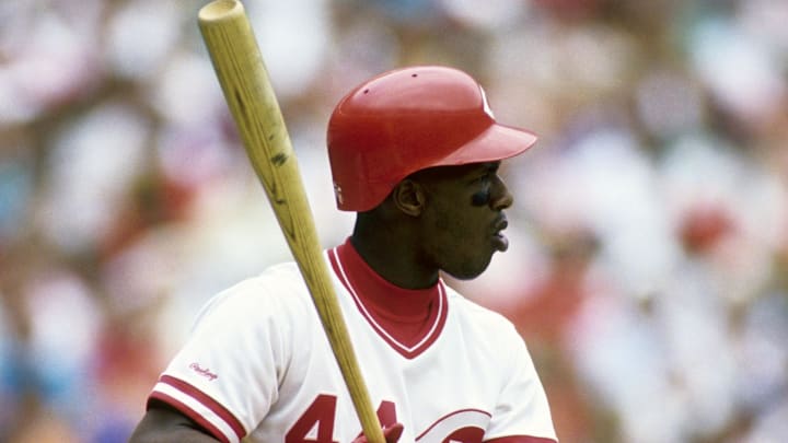 Jun 10, 1991; Cincinnati, OH, USA; FILE PHOTO;  Cincinnati Reds outfielder Eric Davis at bat against the Philadelphia Phillies at Riverfront Stadium. Mandatory Credit: Imagn Images