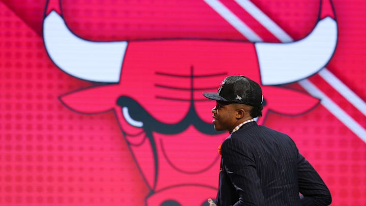 Jun 22, 2017; Brooklyn, NY, USA;  Justin Patton (Creighton) is introduced as the number sixteen overall pick to the Chicago Bulls in the first round of the 2017 NBA Draft at Barclays Center. Mandatory Credit: Brad Penner-Imagn Images