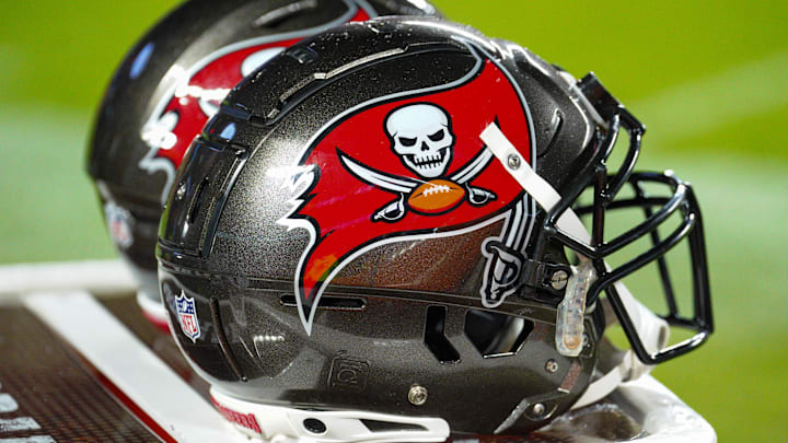 Nov 4, 2024; Kansas City, Missouri, USA; A general view of Tampa Bay Buccaneers helmets against the Kansas City Chiefs during the first half at GEHA Field at Arrowhead Stadium. Mandatory Credit: Denny Medley-Imagn Images Nov 4, 2024; Kansas City, Missouri, USA; A general view of Tampa Bay Buccaneers helmets against the Kansas City Chiefs during the first half at GEHA Field at Arrowhead Stadium. Mandatory Credit: Denny Medley-Imagn Images