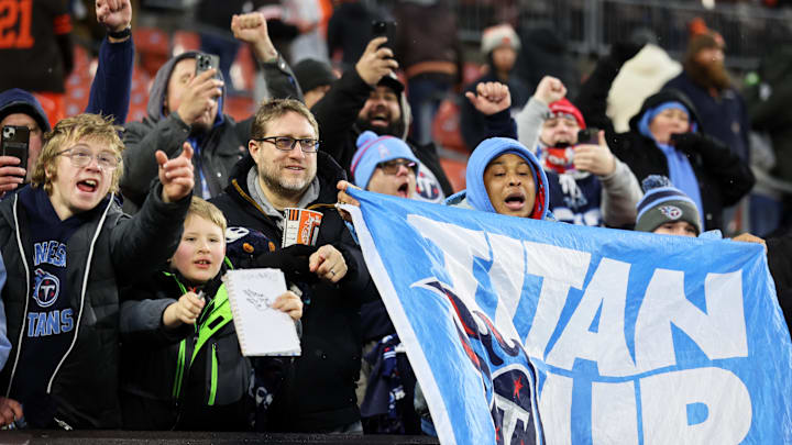 Tennessee Titans fans cheer for their team after the game against the Cleveland Browns