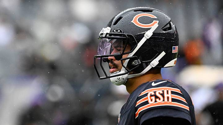 Chicago Bears QB Caleb Williams looks on during warmups before a game. Mandatory Credit: Matt Marton-Imagn Images Chicago Bears QB Caleb Williams looks on during warmups before a game. Mandatory Credit: Matt Marton-Imagn Images