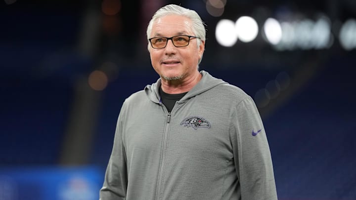Feb 25, 2026; Indianapolis, IN, USA; Baltimore Ravens senior special teams coach Randy Brown during the NFL Scouting Combine at Lucas Oil Stadium. Mandatory Credit: Kirby Lee-Imagn Images