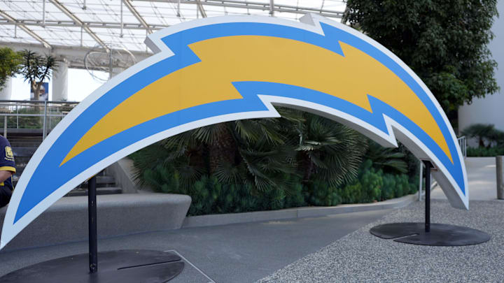 The Los Angeles Chargers logo at SoFi Stadium.