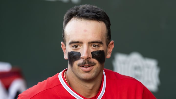 Mar 17, 2026; Mesa, Arizona, USA; Los Angeles Angels shortstop Zach Neto against the Chicago Cubs during a spring training game at Sloan Park. Mandatory Credit: Mark J. Rebilas-Imagn Images