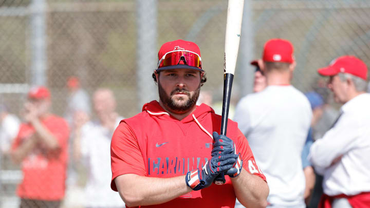 Alec Burleson of St. Louis Cardinals holding ba Alec Burleson of St. Louis Cardinals holding ba